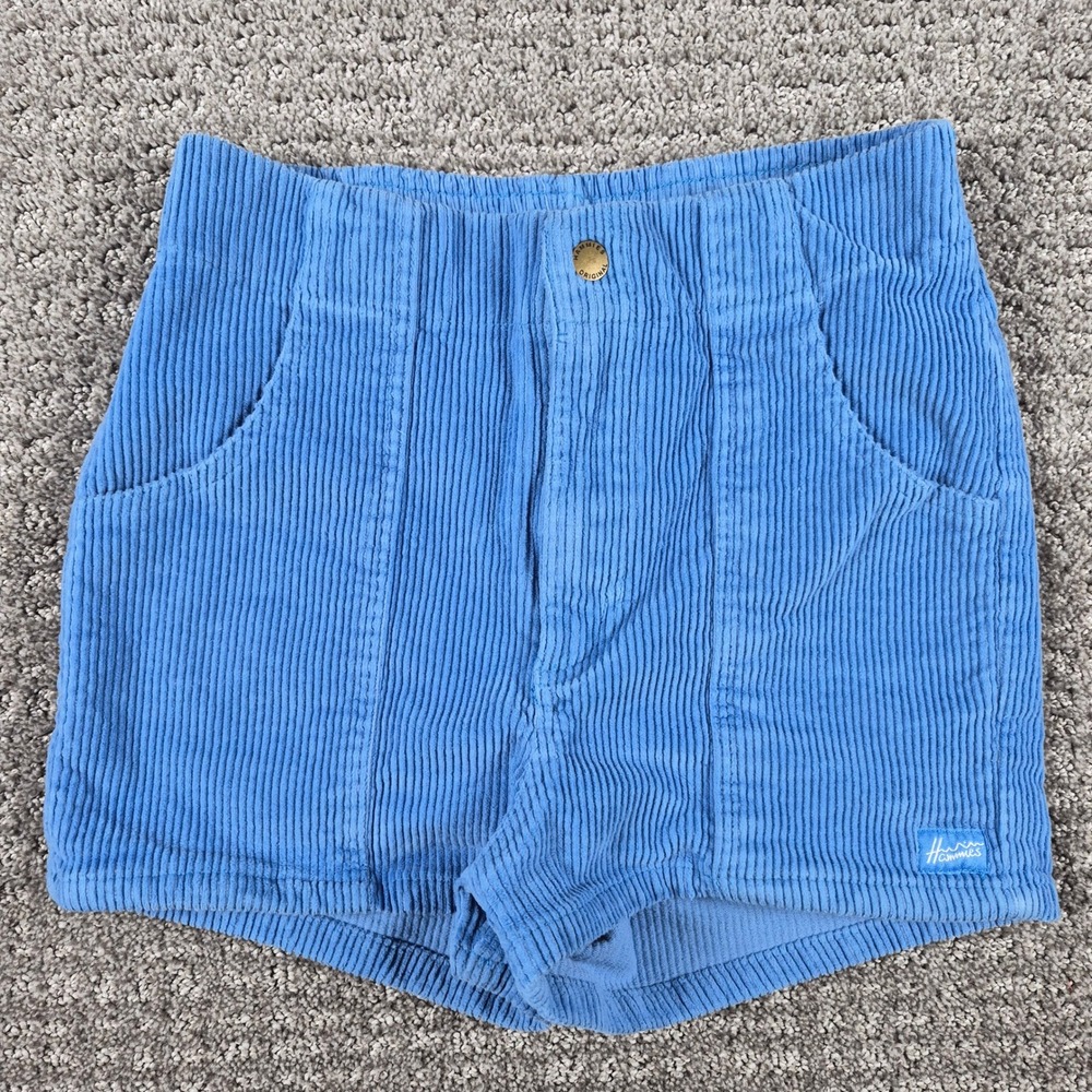 Hammies Corduroy Shorts Womens 26 Blue High Waisted Retro 70s Surf LongRiders